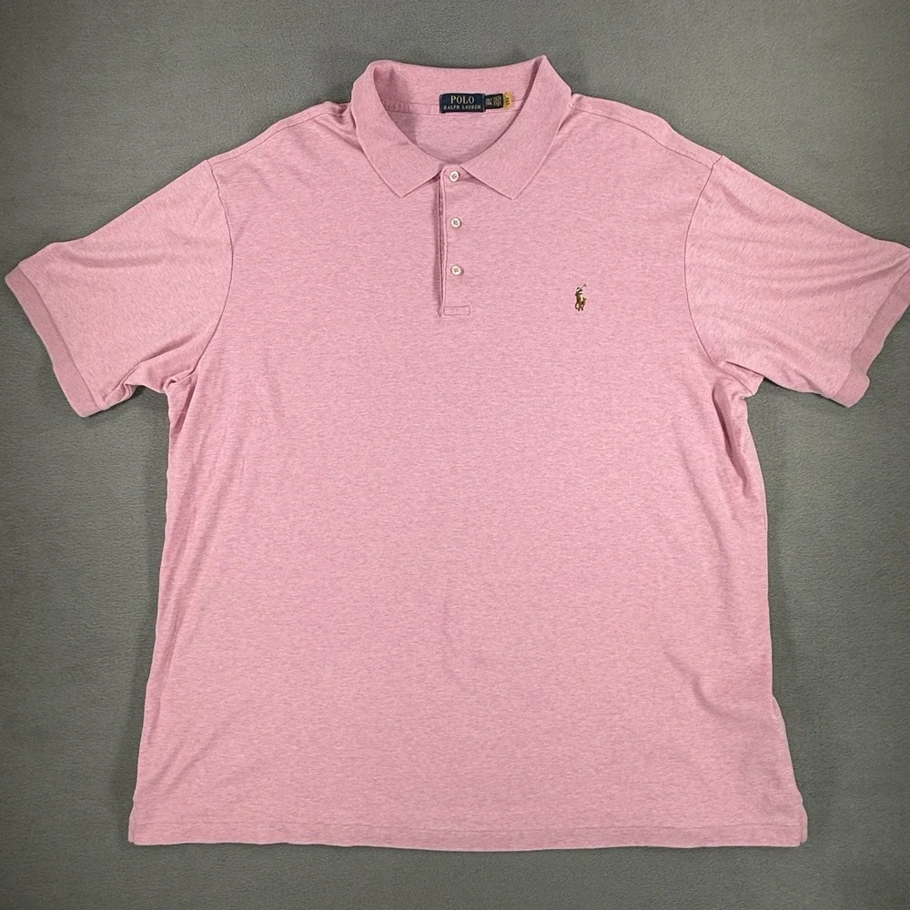 Polo Ralph Lauren Mens Size 2XLT Pink Classic Fit Polo Shirt Cotton Short Sleeve